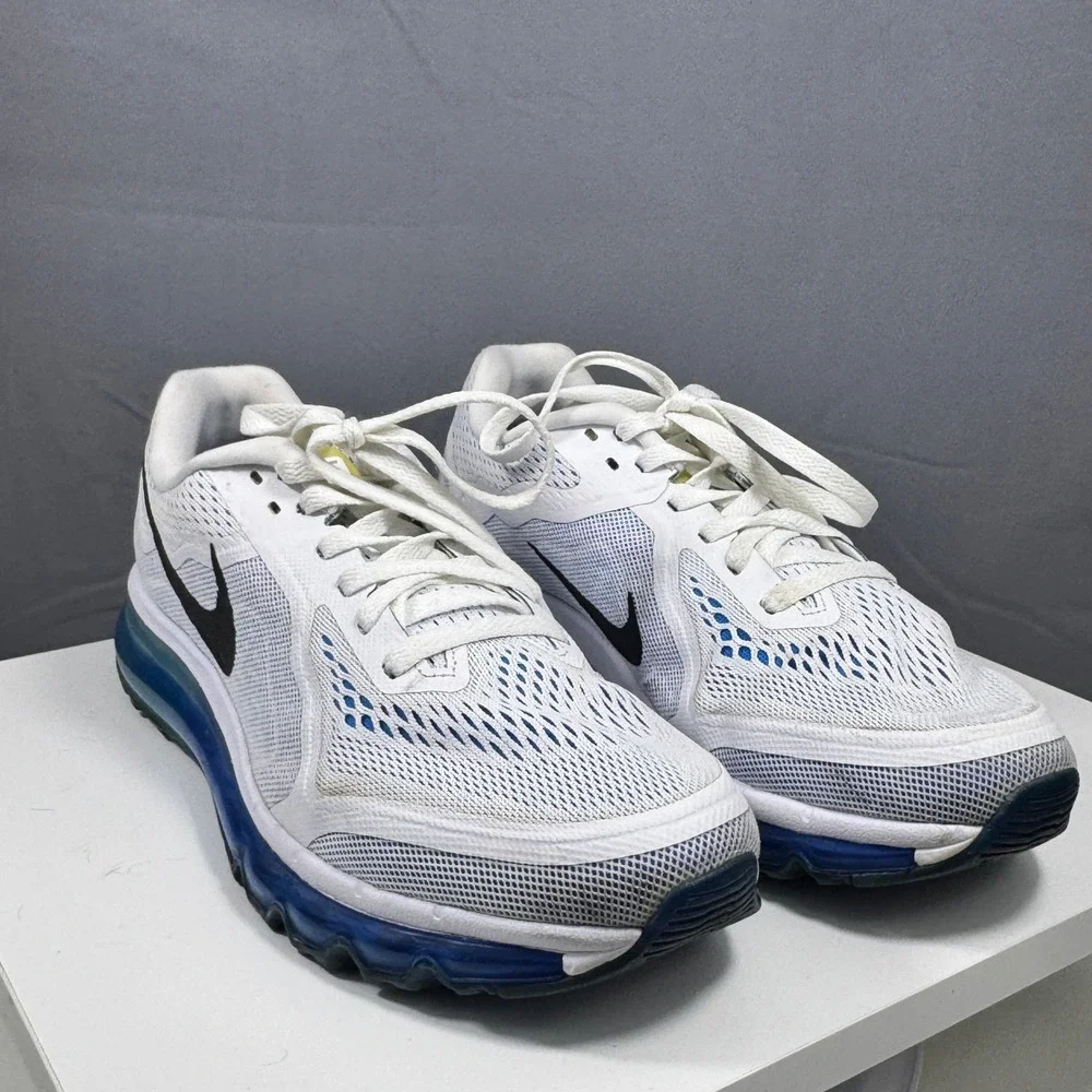 Nike Air Max 2014 Running Shoes Mens 10 White Blue Black 621077-104 Mesh Low Top